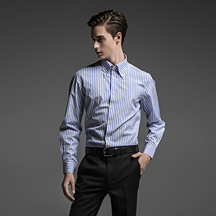 時尚條紋高端長絨棉襯衫
