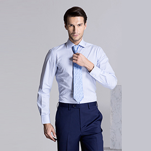 淺藍色斜紋精選天山棉襯衫