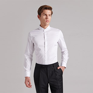 白色一字領優(yōu)質(zhì)純棉襯衫