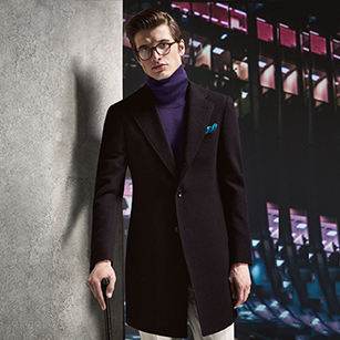 酒紅色單排兩粒扣經(jīng)典羊毛大衣