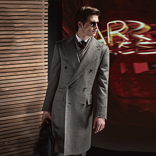 高級灰雙排扣優(yōu)雅羊毛大衣