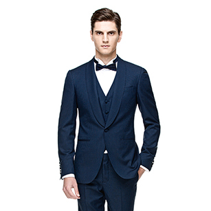 藍(lán)色素色時(shí)尚禮服三件套裝