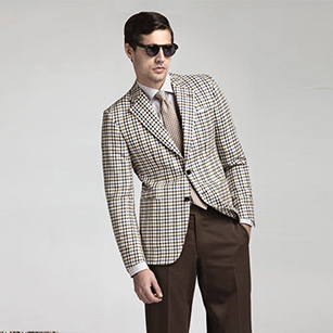 米黃色時尚格紋奢華單西