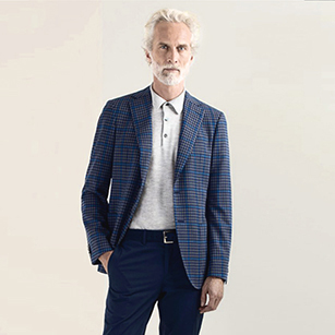 世家寶Scabal灰藍色格紋休閑單西