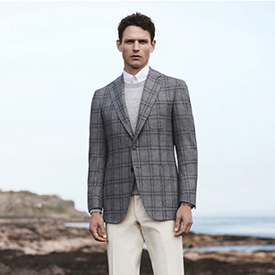 世家寶Scabal灰色格紋單西